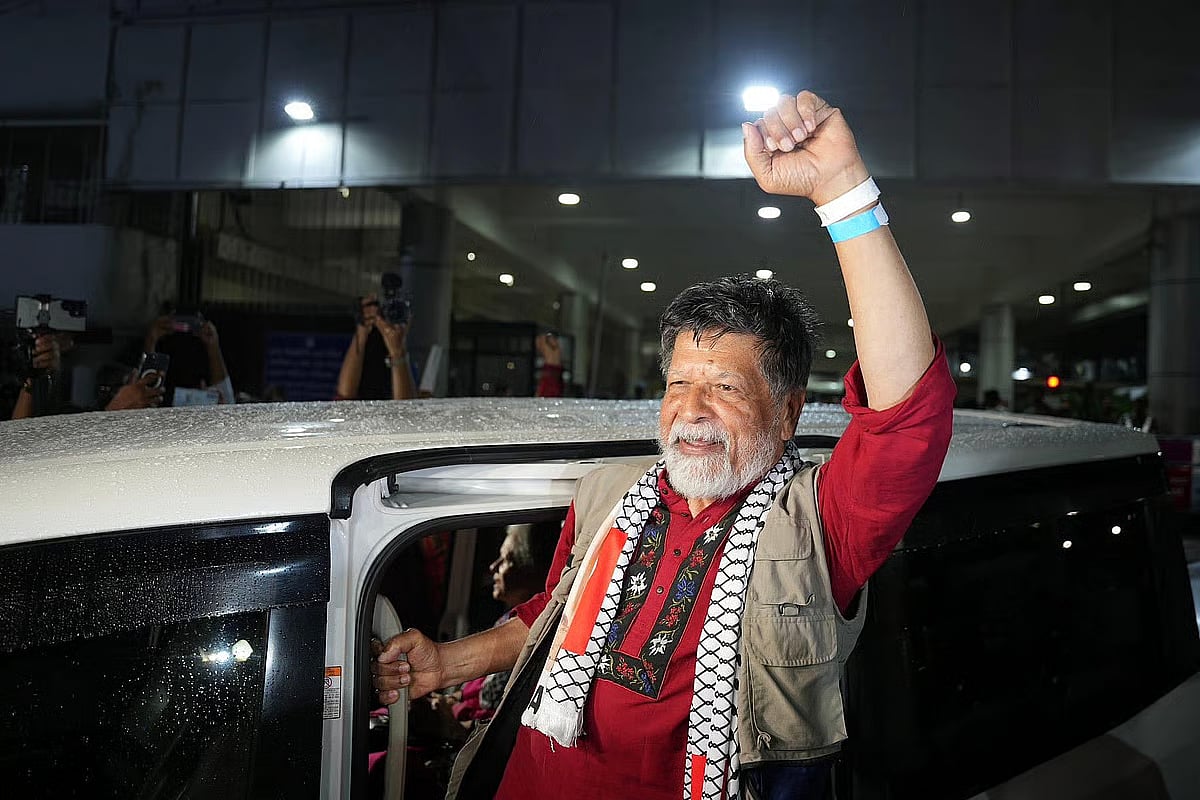 Shahidul Alam arrived at Hazrat Shahjalal International Airport in Dhaka early Saturday.
