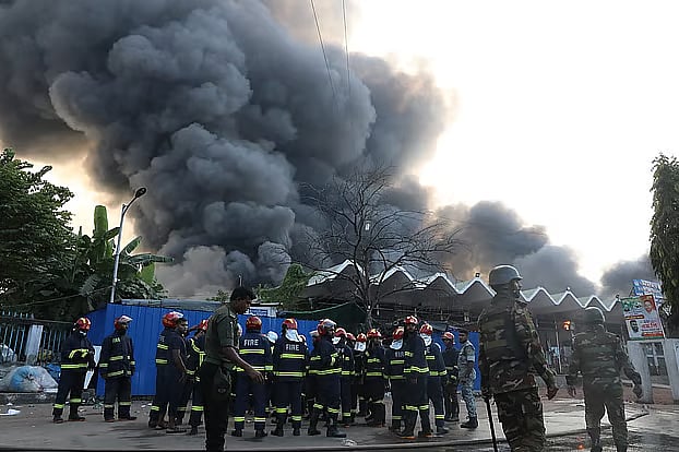 Even after three hours, the fire at the Cargo Village of Dhaka’s Hazrat Shahjalal International Airport could not be brought under control.