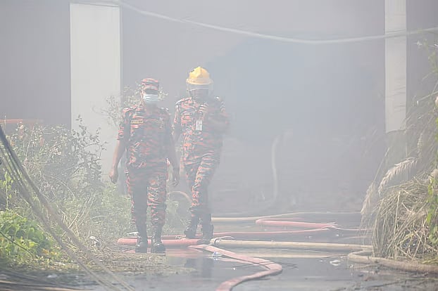 Rescue work at the cargo village of Shahjalal International Airport. Sunday morning
