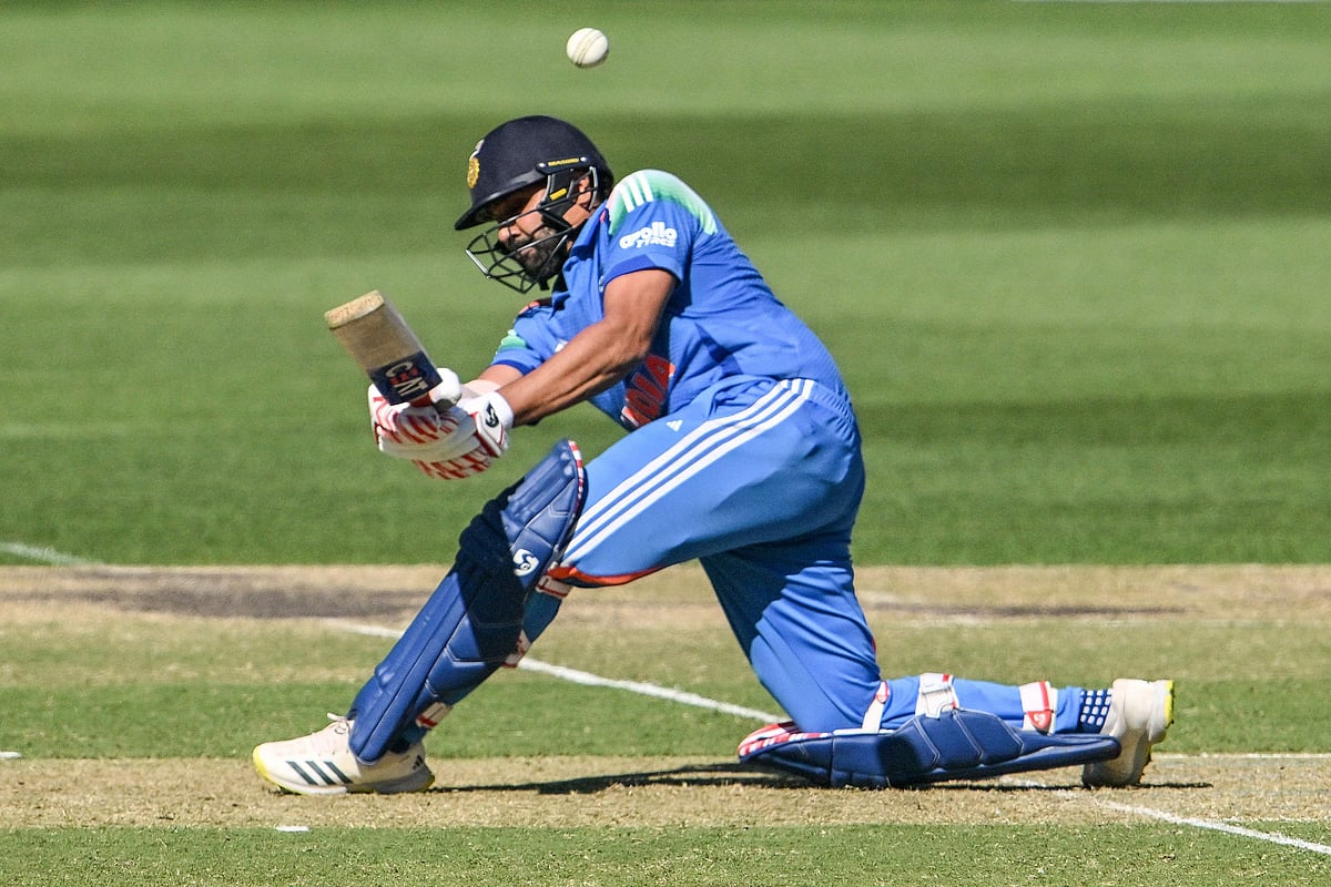 India’s Rohit Sharma bats during the second one-day international (ODI) men’s cricket match between Australia and India at the Adelaide Oval on 23 October 2025
