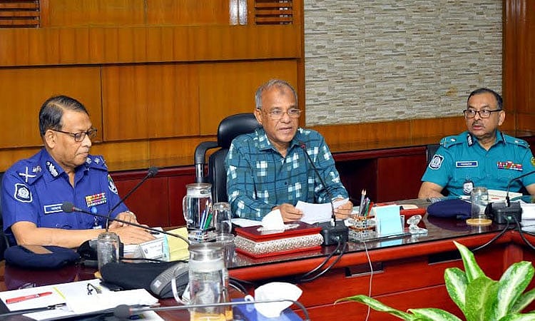 Home adviser Lieutenant General (Retd) Md Jahangir Alam Chowdhury today spoke at a meeting at the “Hall of Pride” conference room in the Police Headquarters