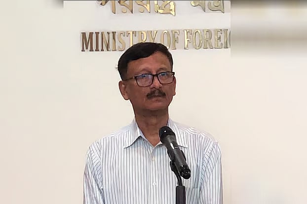 Foreign affairs adviser Md Touhid Hossain spoke to journalist at a press conference at the Ministry of Foreign Affairs on Tuesday afternoon.