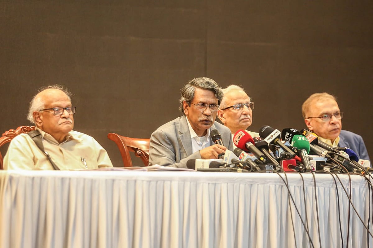 National Consensus Commission vice-chairman professor Ali Riaz talks to the media at Foreign Service Academy, Dhaka on 28 October 2025