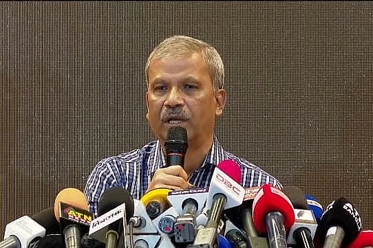 Law adviser professor Asif Nazrul is speaking at a press conference at the Foreign Service Academy in the capital today, Thursday afternoon.