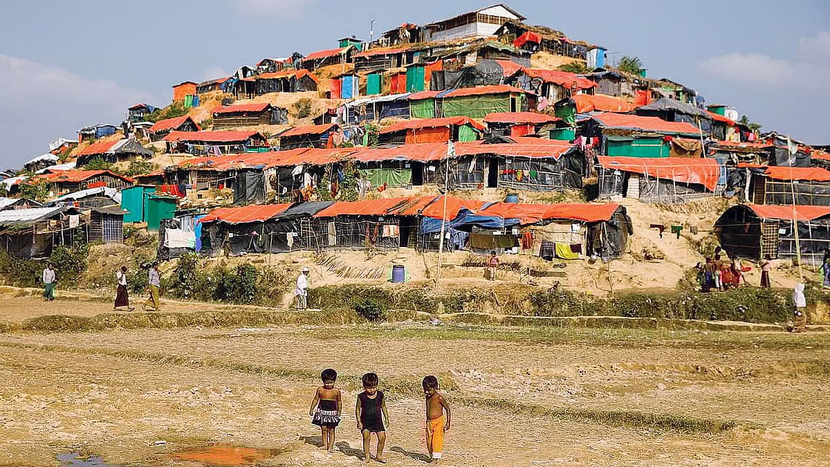 Rohingya people in Cox's Bazar and Bhasan Char could face a food insecurity by December. Rohingya refugee camp in Cox's Bazar.