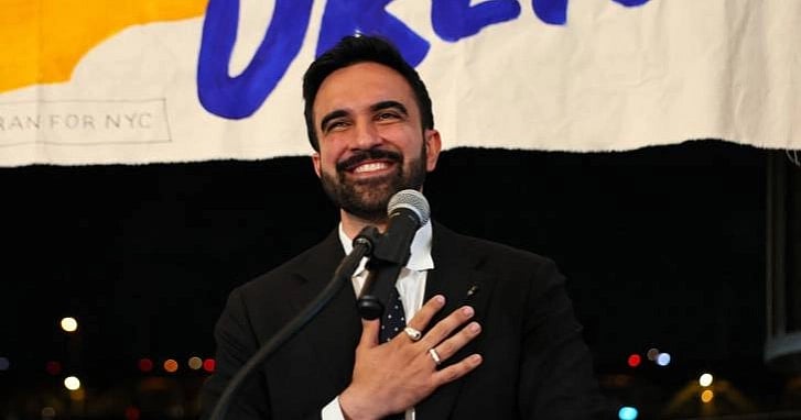 Zohran Mamdani declared as the winner during his election night event at the Brooklyn Paramount theater in Brooklyn, New York, on 4 November 2025.