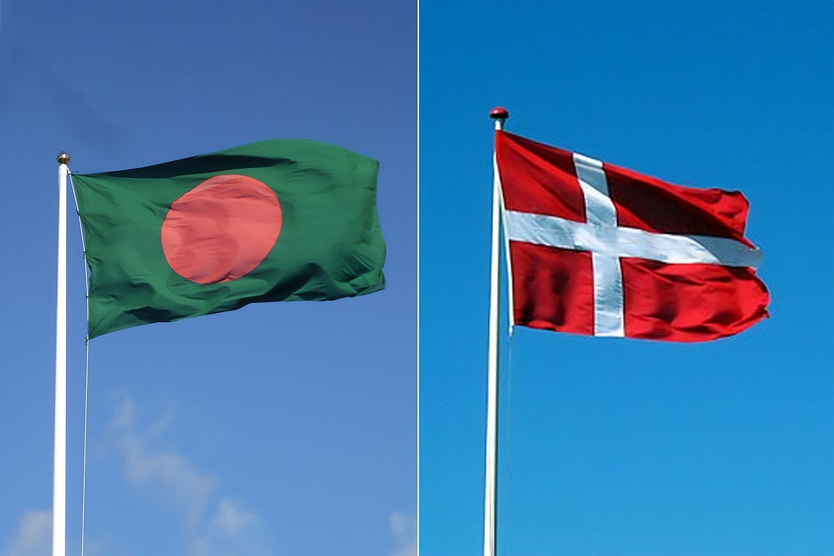 Flags of Bangladesh and Denmark.