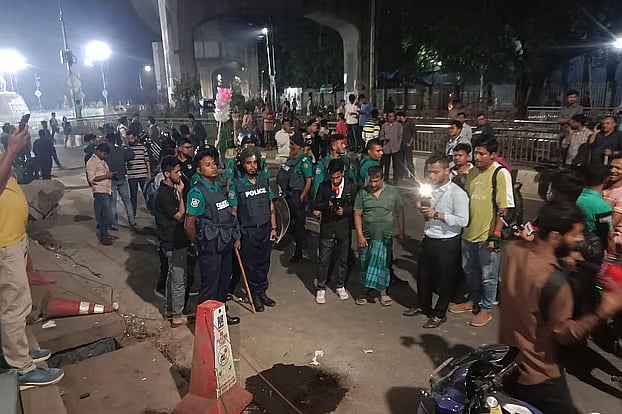 Two crude bombs exploded on the road in front of Dhaka University TSC. One pedestrian was injured and a motorcycle was damaged