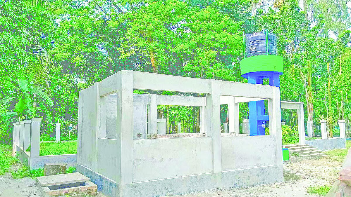 Development work on the family graveyard of Secretary Md Rezaul Maksud Jahedi is underway through eight separate projects. The photo was taken recently in his village, Nij Ashabat, in Phulpur, Mymensingh.