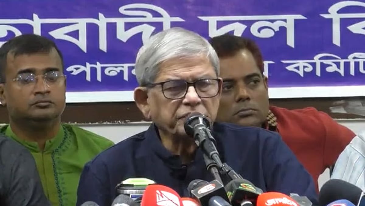 BNP Secretary General Mirza Fakhrul Islam Alamgir at a discussion meeting organised at the National Press Club in Dhaka on 16 November 2025.