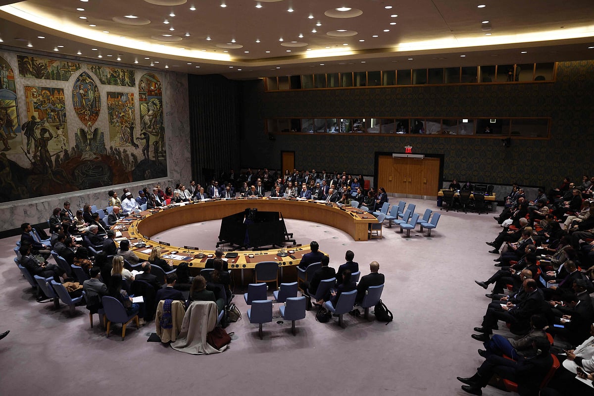 Ambassadors and representatives to the United Nations meet at the UN Security Council to vote on a US resolution on the Gaza peace plan at the UN Headquarters in New York City, on 17 November 2025