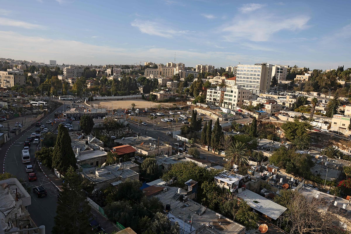 A general view shows the Sheikh Jarrah neighbourhood of Israeli-annexed east Jerusalem, on November 17, 2025. South Africa said on November 17, the surprise arrival of 153 Palestinians on a plane last week indicated "a clear agenda to cleanse Palestinians" out of the Gaza Strip and the West Bank