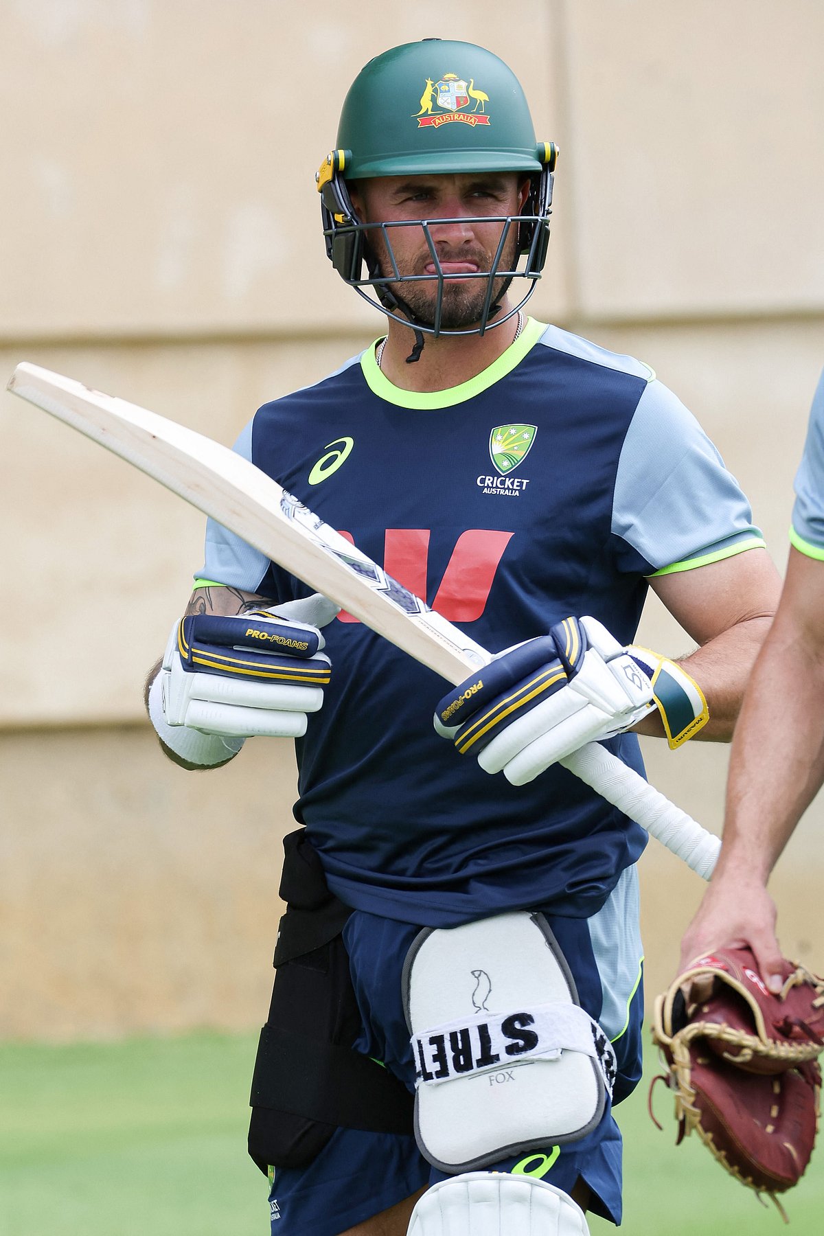 Australia’s Jake Weatherald takes part in a training session ahead of the first Ashes cricket Test match against England, at Perth Stadium in Perth on November 18, 2025