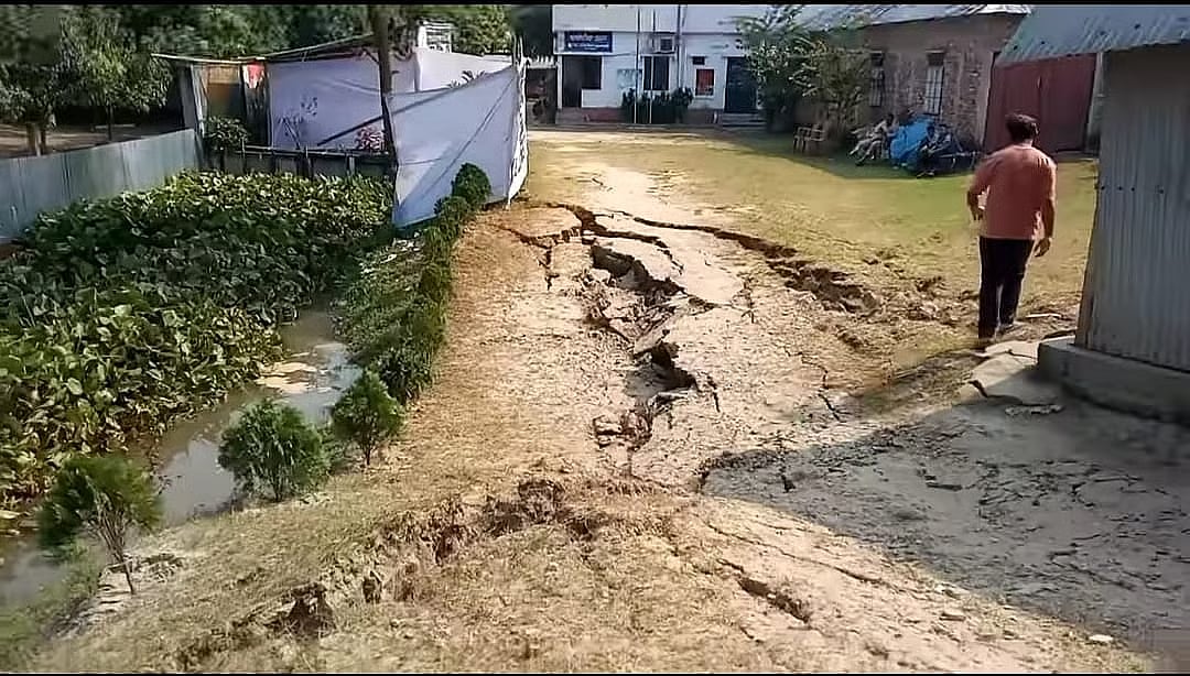 This is how a dirt road looked like after the earthquake in Narsingdi
