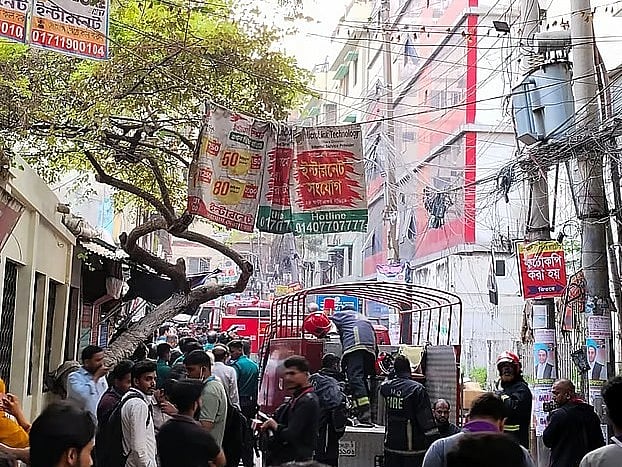 Fire fighters are working to douse the blaze