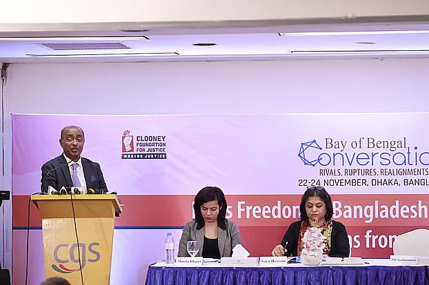 Attorney general Md Asaduzzaman addresses a session during the third day of the three-day ‘Bay of Bengal Conversation 2025’ conference, organised by the Centre for Governance Studies (CGS) on 24 November, 2025
