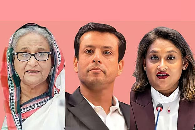 Sheikh Hasina, son Sajeeb Wazed Joy and daughter Saima Wazed Putul