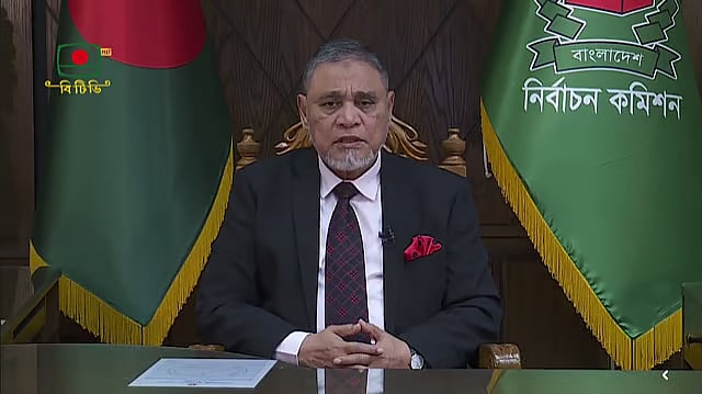 Chief Election Commissioner (CEC) AMM Nasir Uddin addresses the nation on Thursday evening.