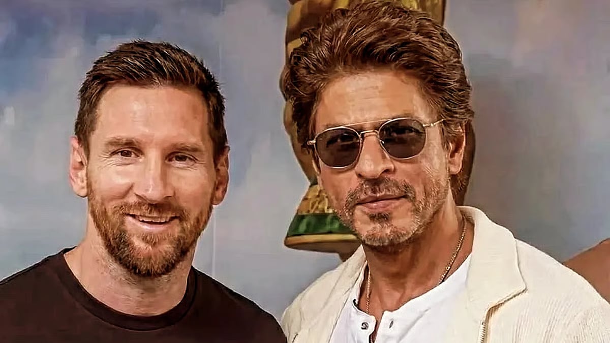 Lionel Messi and Shah Rukh Khan in Kolkata.