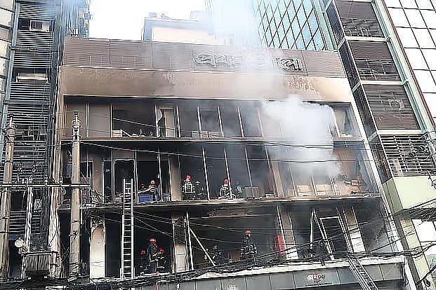 The Prothom Alo office reduced to ashes after the attack and arson