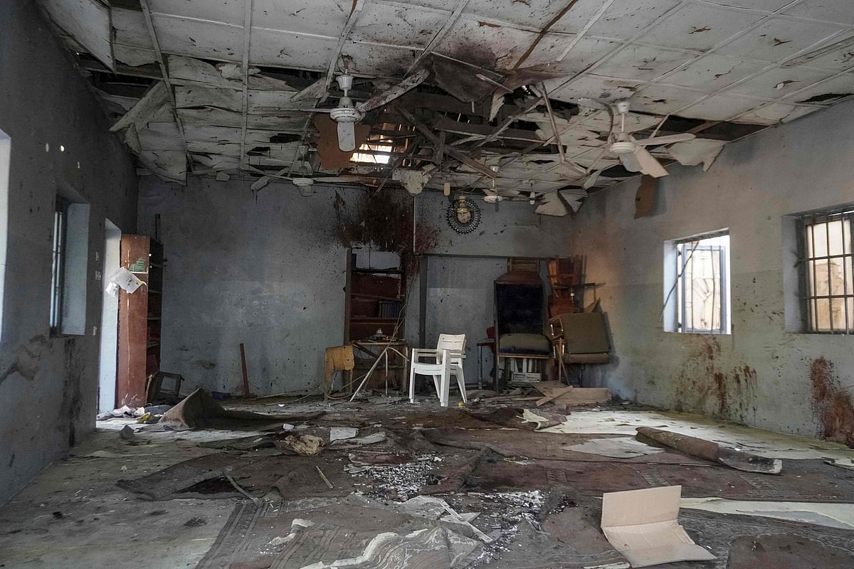 A general view of the scene of the explosion at a mosque in the Gamboru market in Maiduguri on 25 December, 2025.