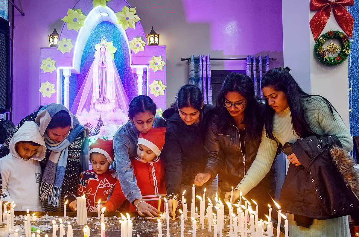 Members of the Christian community celebrate Christmas at St Peter’s Church in Patiala, India on 25 December 2025.