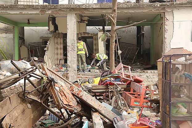 An explosion at a madrasa in the Hasnabad area of South Keraniganj in Dhaka blew off the walls of two rooms on the western side of a single-storey building.