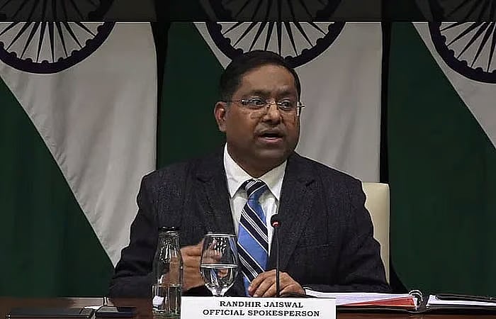 Randhir Jaiswal, spokesperson for India’s Ministry of External Affairs.
Image taken from a video published on the website of India’s Ministry of External Affairs.