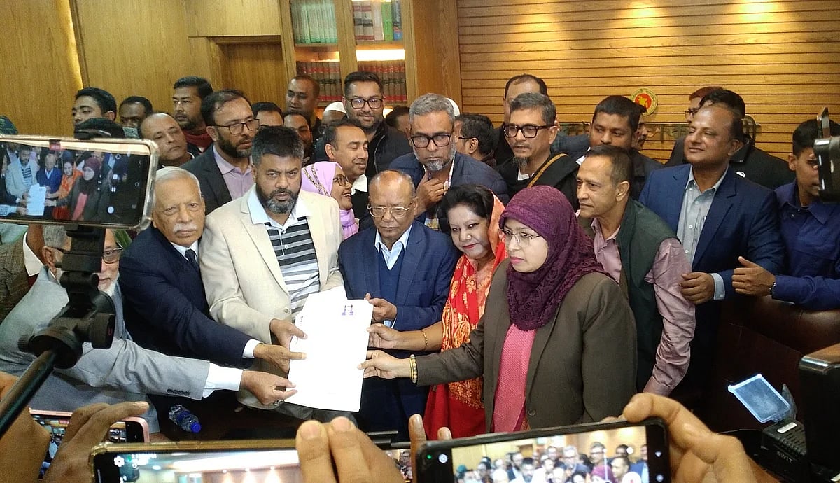 Khaleda Zia's nomination paper was submitted by her election coordinator Munshi Rafiqul Alam, party vice chairman Abdul Awal Mintoo, and Zainul Abedin,  adviser to the BNP chairperson on 29 December, 2025.