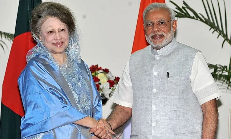BNP chairperson Begum Khaleda Zia and Indian prime minister Narendra Modi