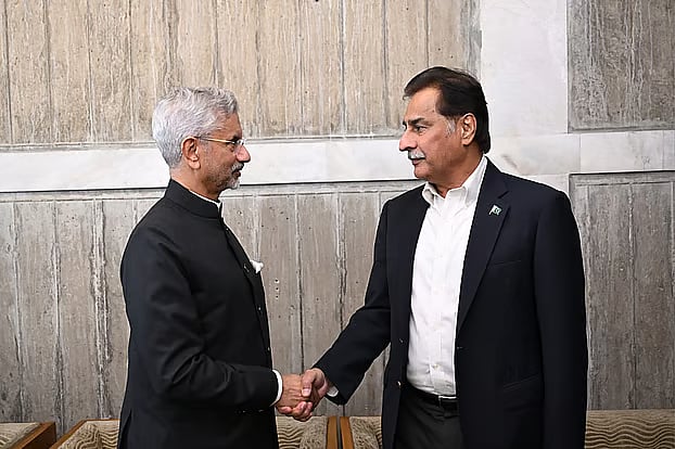 India’s foreign minister S Jaishankar and Pakistan’s Parliament Speaker Sardar Ayaz Sadiq.