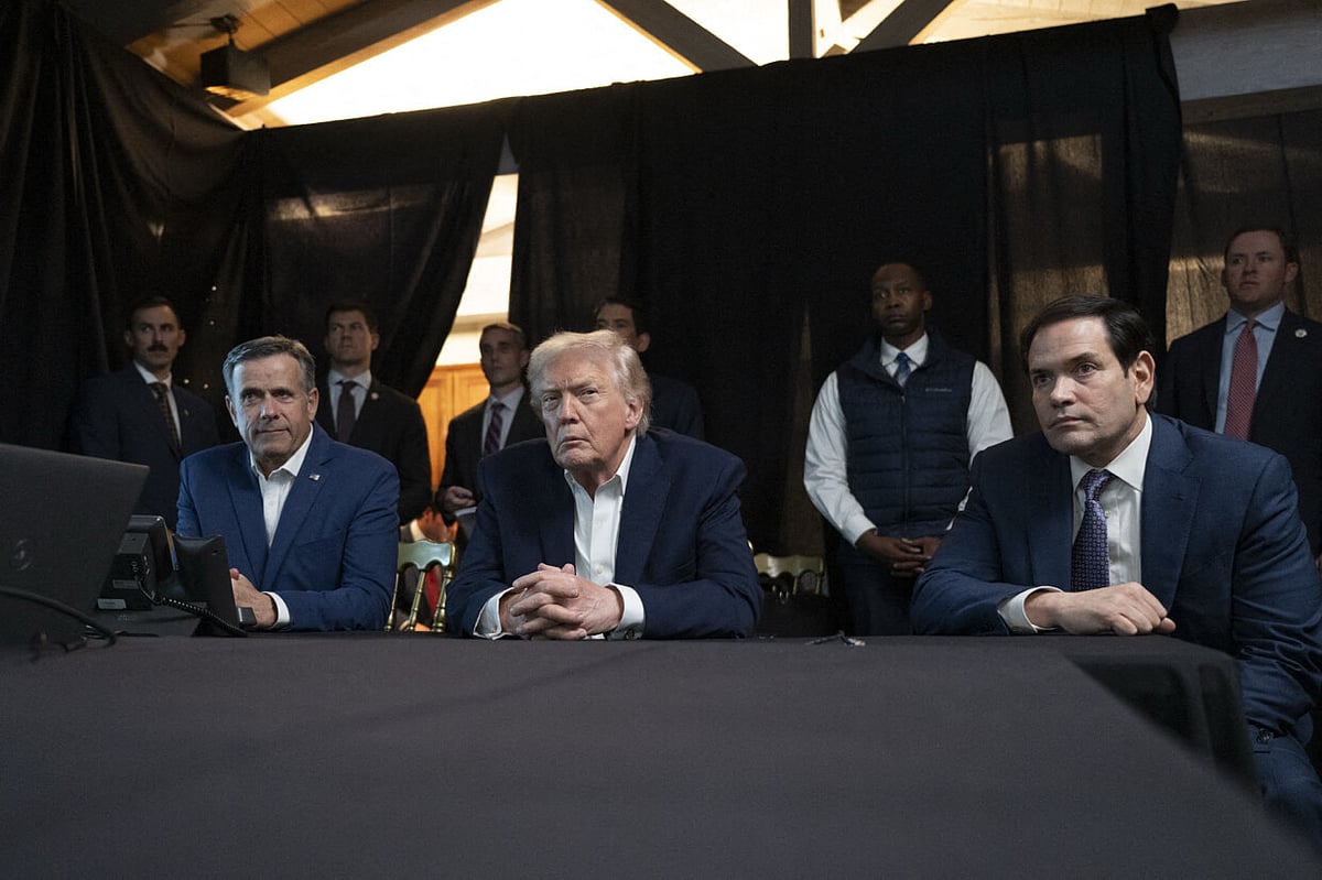 This image posted on US President Donald Trump''s Truth Social account on 3 January 2026, shows, L/R, CIA director John Ratcliffe, president Donald Trump and US secretary of state Marco Rubio at Mar-a-Lago in Palm Beach, Florida, watching a remote feed of the US military''s mission to capture Venezuela''s President Nicolas Maduro on 3 January 2026