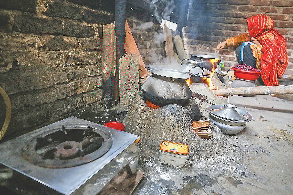 Due to LPG supply crunch in the market many are forced to cook in traditional mud stoves