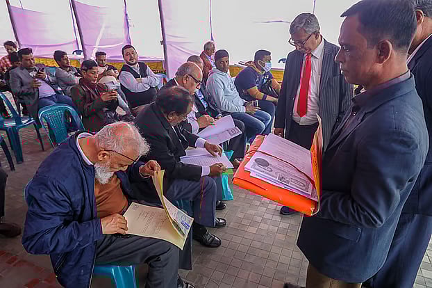 Candidates and their representatives who appealed against the cancellation of nominations at the local level attended the hearing. Election Commission office, Agargaon, Dhaka. 10 January.