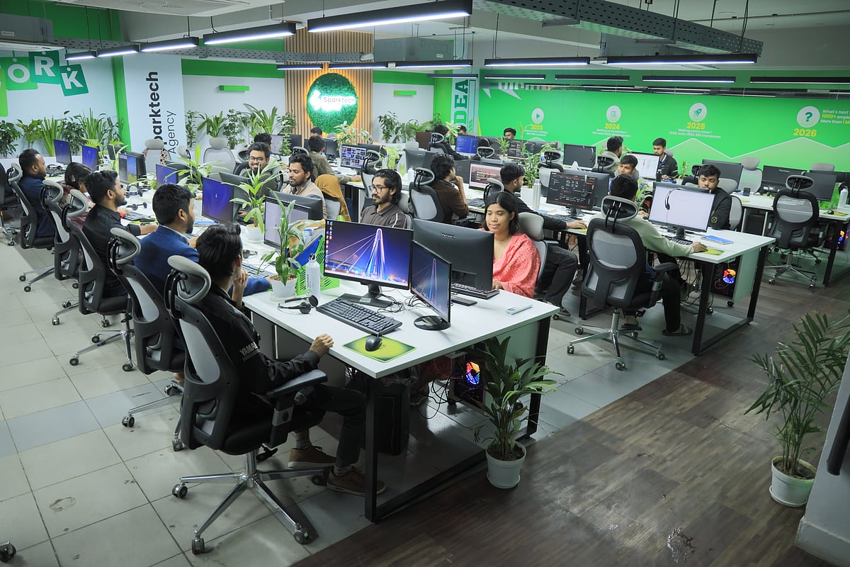 Betopia Group workers busy in their tasks at an office of the IT firm at Mohakhali, Dhaka. They work on software, web and mobile app development, and AI-based solutions on various issues.