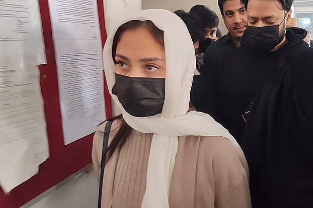 Actress Mehazabien Chowdhury at a Dhaka court on Monday.