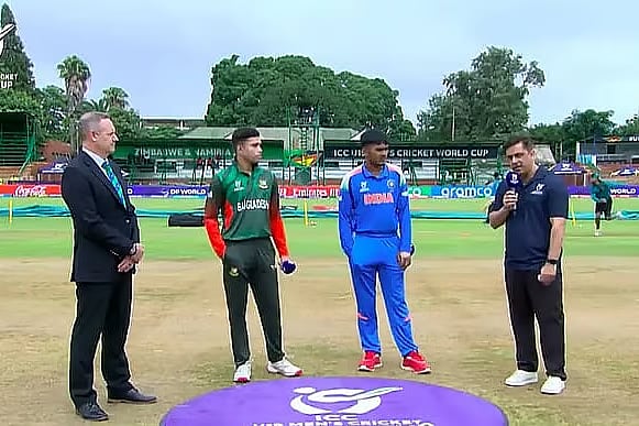 The captains of Bangladesh and India at the toss.