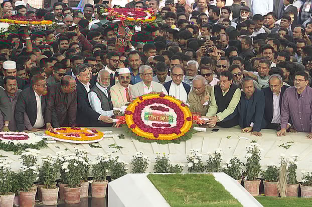 BNP Secretary General Mirza Fakhrul Islam Alamgir, along with party leaders and activists, pays tribute on the occasion of the 90th birth anniversary of BNP founder and late President Ziaur Rahman at Zia Udyan in the capital, 19 January, 2026.