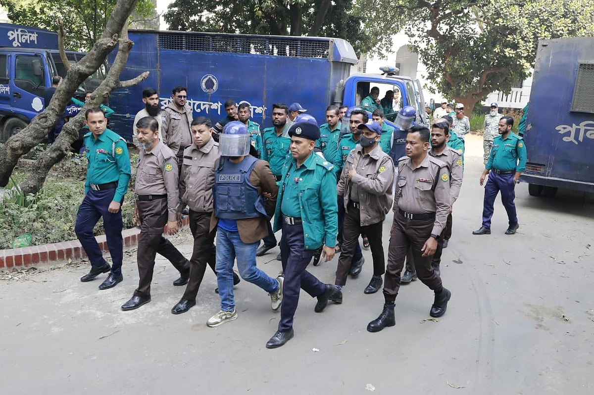 Security was tightened before taking the accused to the court in Dhaka on 20 January 2026