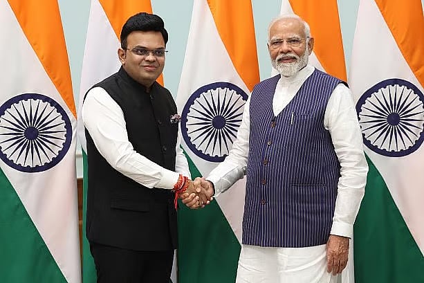 Indian Prime Minister Narendra Modi is with ICC Chairman Jay Shah, the son of India’s Home Minister Amit Shah