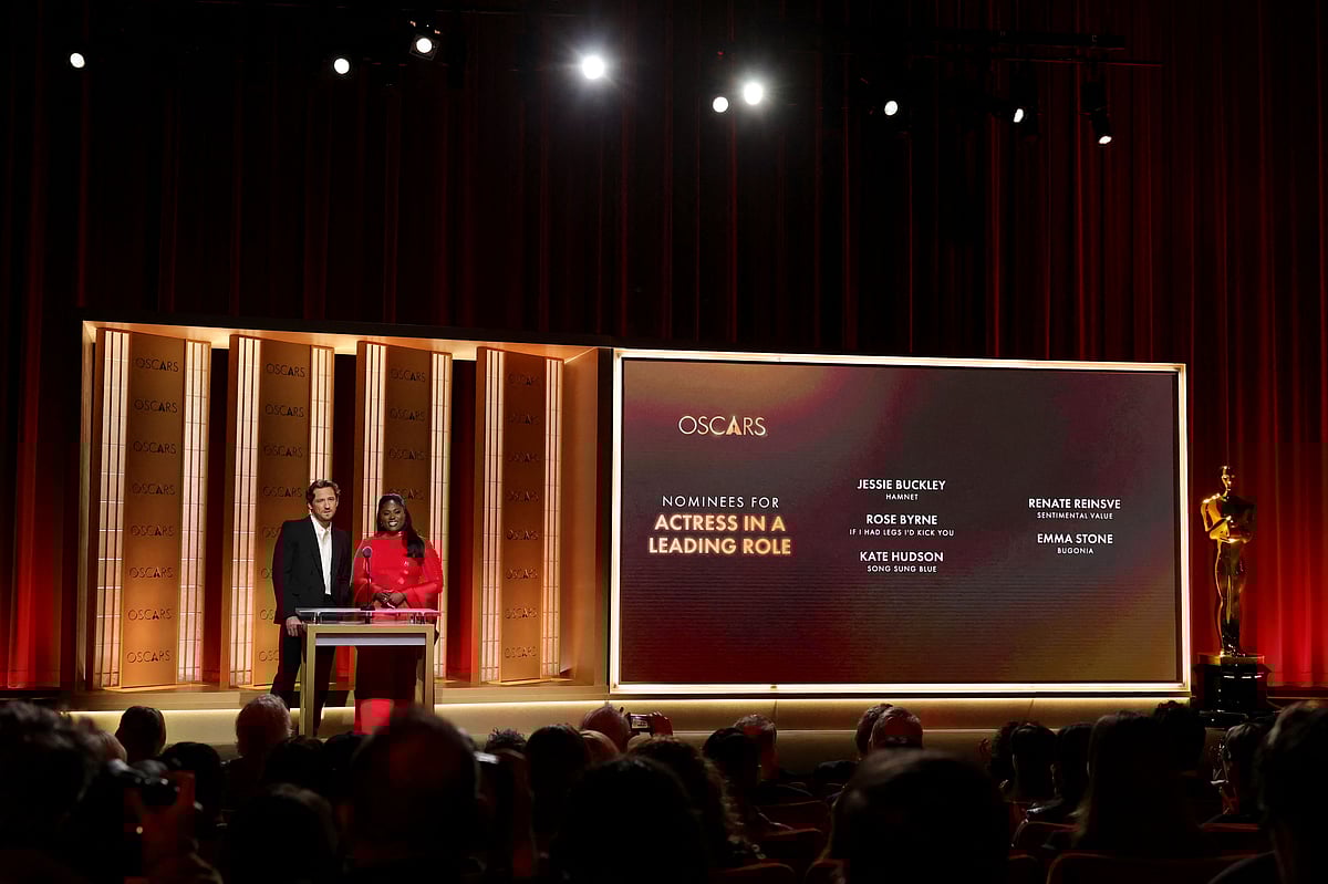 Lewis Pullman and Danielle Brooks announce the nominees for Actress in a Leading Role during the 98th Oscar Nominations Announcement at Samuel Goldwyn Theater on 22 January 2026 in Beverly Hills, California.