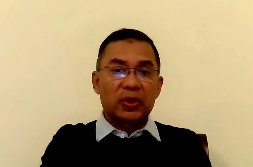 BNP chairman Tarique Rahman addresses an election rally virtually