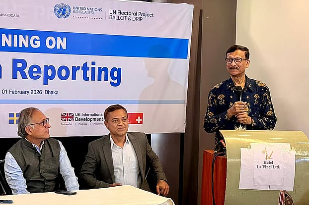 Foreign advisor Touhid Hossain at the closing ceremony of a training session in Dhaka on Sunday.