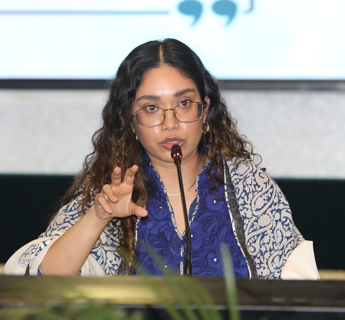 Zaima Rahman, daughter of BNP chairman Tarique Rahman, speaks at a roundtable, titled “Women in the Struggle for Democracy: Contributions and the Bangladesh of Tomorrow”, organised by Women in Democracy (WIND), held at the Bangladesh Institute of International and Strategic Studies auditorium, Dhaka on 8 February 2026