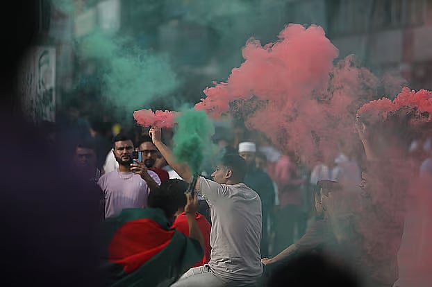 Youths protest on the streets in Dhaka