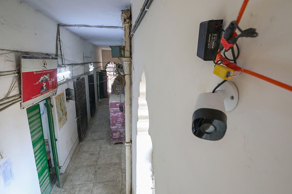 A CCTV camera installed at the polling centre of Dhaka Islamia Government High School