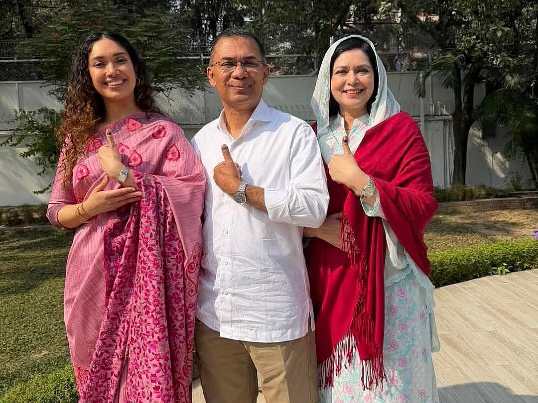 After casting his vote, BNP chairman Tarique Rahman shared a photograph on Facebook featuring himself, his wife Zubaida Rahman, and their daughter Zaima Rahman.