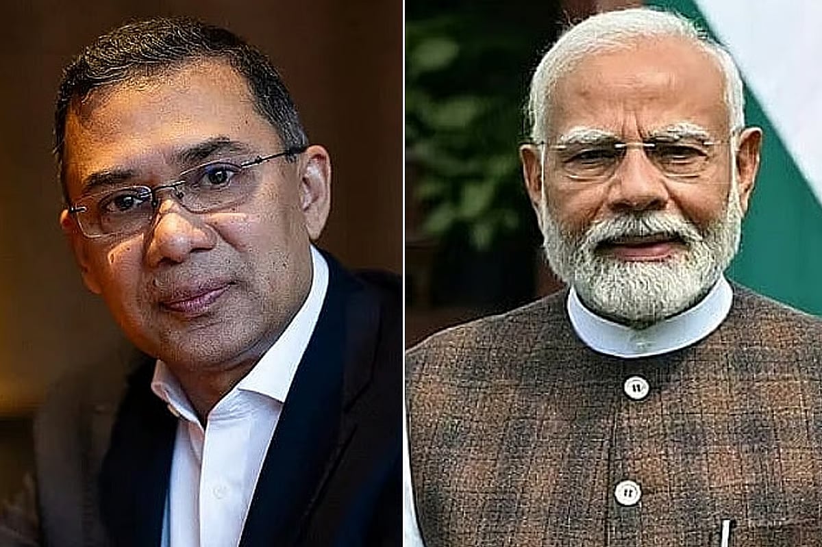 BNP chairman Tarique Rahman and Indian prime minister Narendra Modi