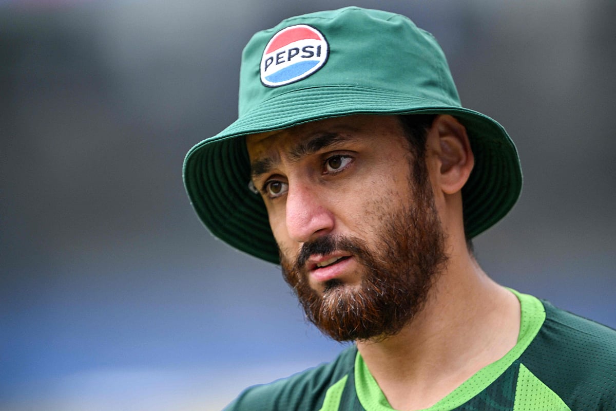 Pakistan's captain Salman Agha attends a training session on the eve of their 2026 ICC Men's T20 Cricket World Cup group stage match against India at the R Premadasa Stadium in Colombo on February 14, 2026. (Photo by Ishara S. KODIKARA / AFP)