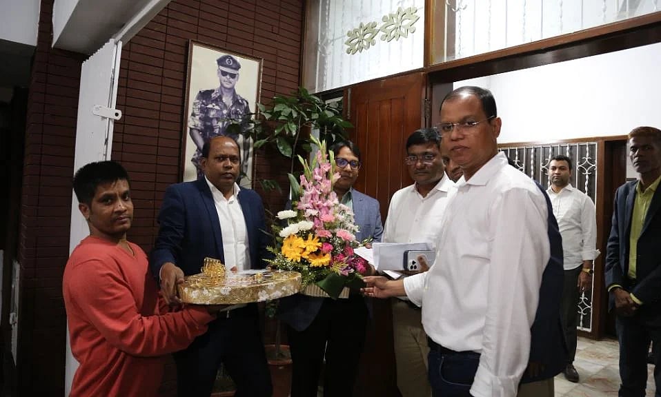BNP media cell member Atiqur Rahman Ruman received the flowers and sweets on Saturday at BNP chairman's political office in Gulshan.